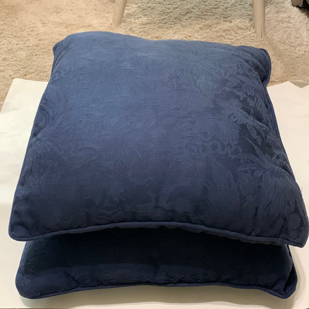 Two Navy Blue Accent Pillows